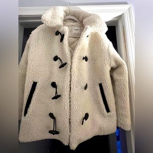 Oversized Teddy jacket with fox leather trim